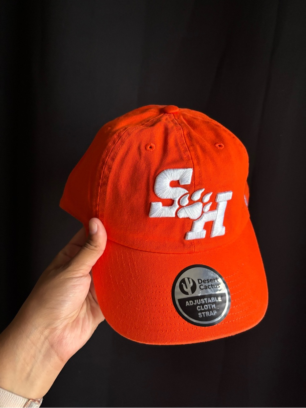 Orange Adjustable Cotton Hat with White Embroidered Logo